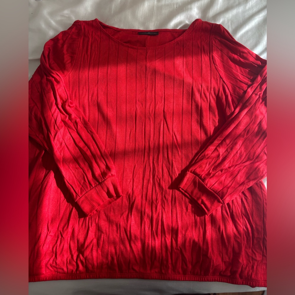 Lane Bryant Bold Red Ribbed/Knit Top